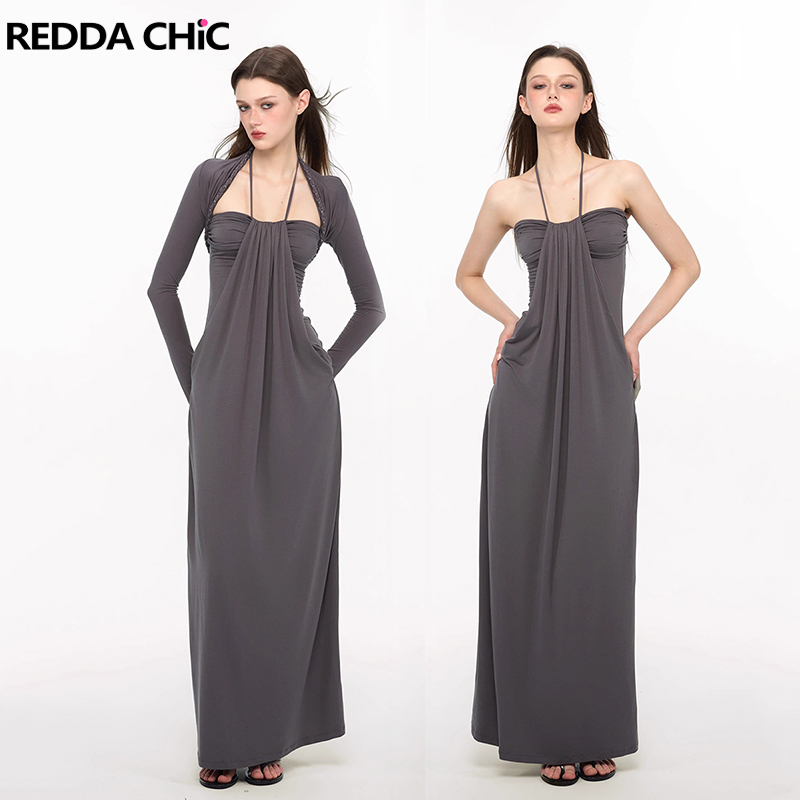 Maxi Dress Halter - REDDACHiC Elegante abito con coprispalle intrecciato